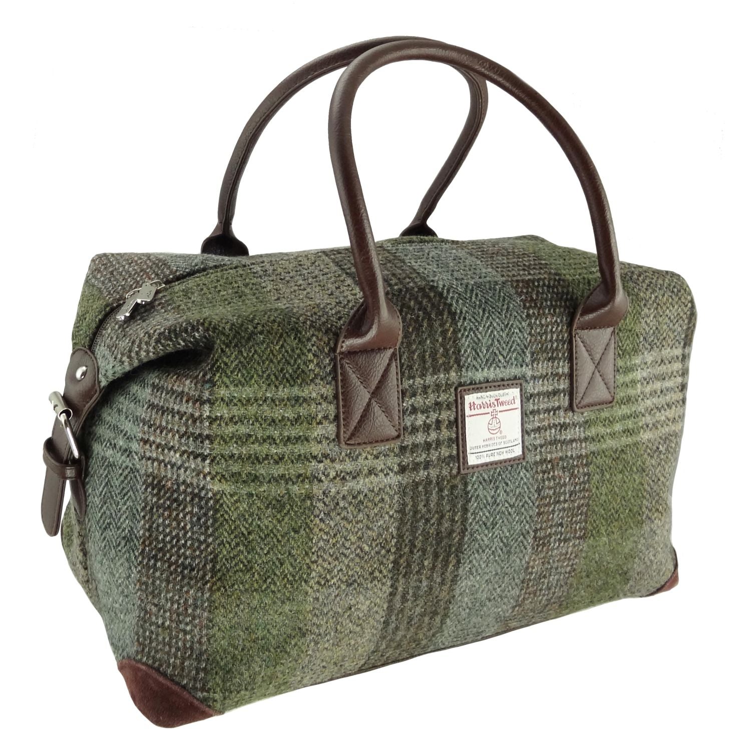 Green Patchwork Scottish Harris Tweed Overnight Bag  Glen Appin