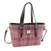 Pink Check Scottish Harris Tweed Women's Large Tote Bag with Shoulder Strap Glen Appin of Scotland