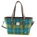 Sea Blue and Green Tartan Scottish Harris Tweed Women's Large Tote Bag with Shoulder Strap Glen Appin of Scotland
