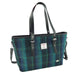 Blue with Turquoise Overcheck Scottish Harris Tweed Women's Large Tote Bag with Shoulder Strap Glen Appin of Scotland