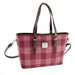Salmon Pink Check Scottish Harris Tweed Women's Large Tote Bag with Shoulder Strap Glen Appin of Scotland