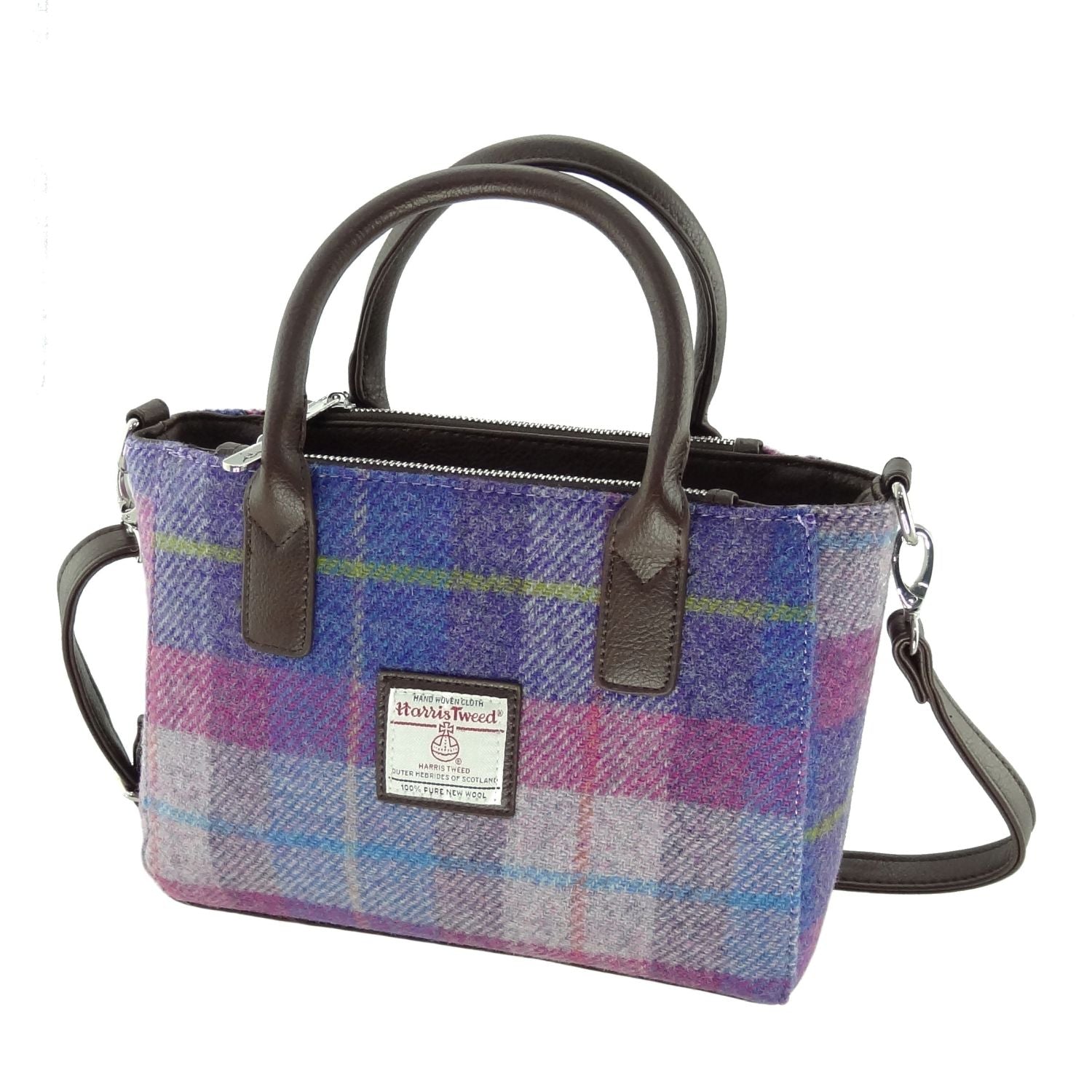 HARRIS TWEED 'Spey' Tote Bag in Blue Purple Check, Made in Scotland, Harris Tweed shoulder bag, Tartan, Harris Tweed Tote Bag hotsell (COL 98)