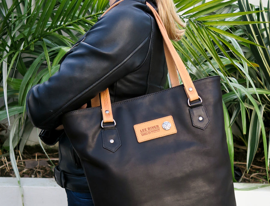 Ladies Leather Tote Bag - Black