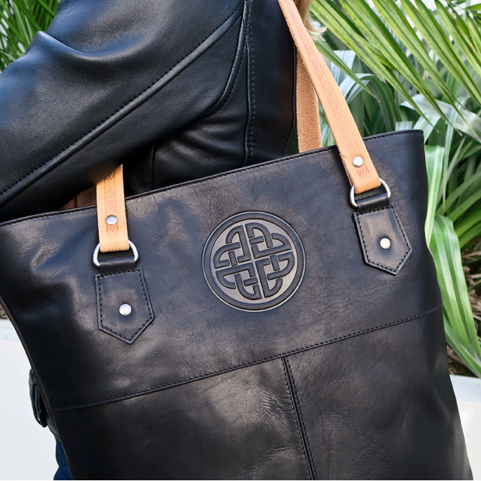 Ladies Leather Tote Bag - Black