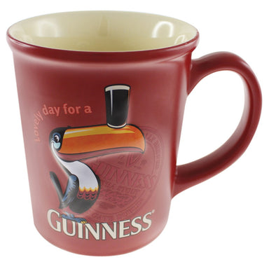 Large Red Guinness Toucan Mug with text lovely day for a Guinness