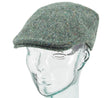 Green Donegal Tweed Mans Irish Cap by Hanna Hats offset side view