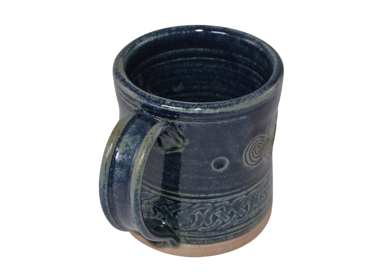 Stoneware Mug - w/ Celtic handbell design, Irish green
