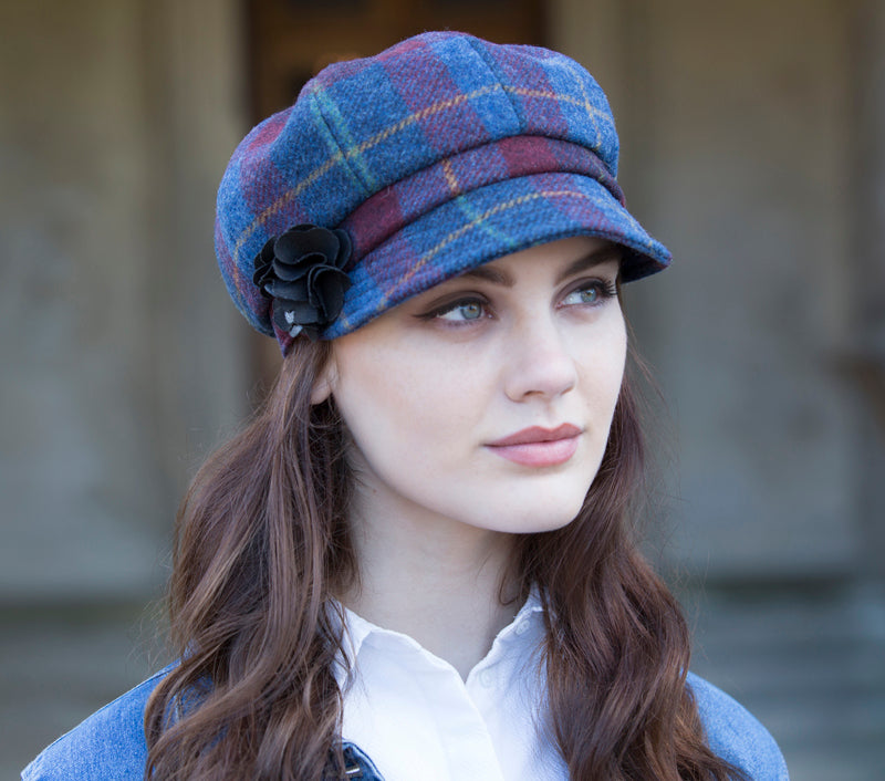 Mucros Weavers Women’s Irish Tweed Newsboy Hats with Leather