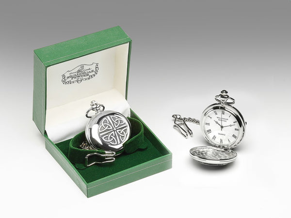 Mullingar Pewter Pocket Watch with Multi Trinity Design Real Irish