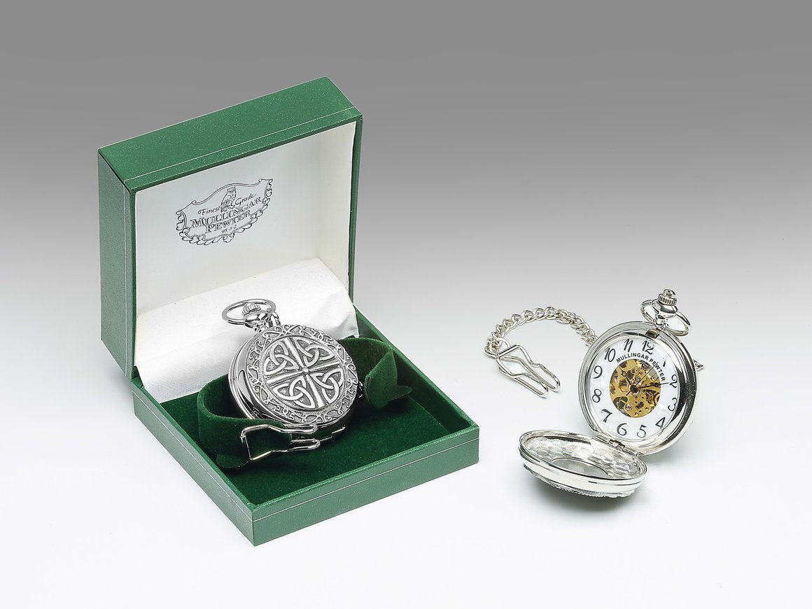 Mechanical Pocket Watch with Multi Trinity Knot Design by Mullingar Pewter