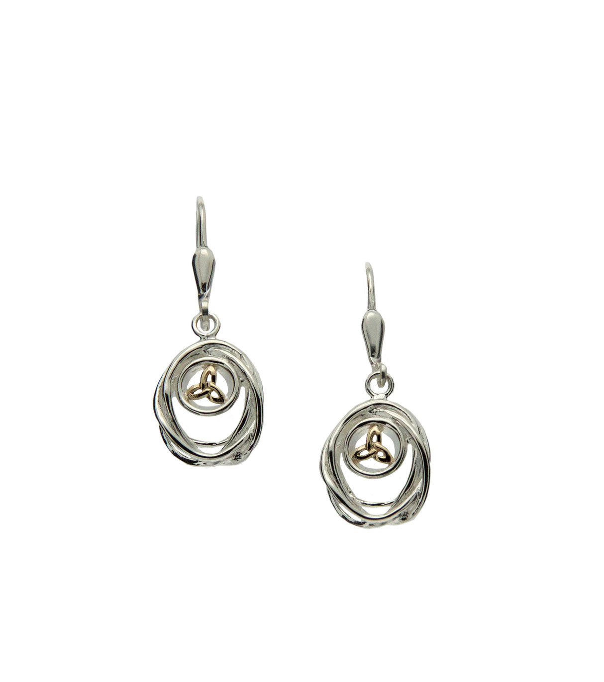 Women's S/Silver and 10K Gold Celtic Cradle of Life Drop Earrings