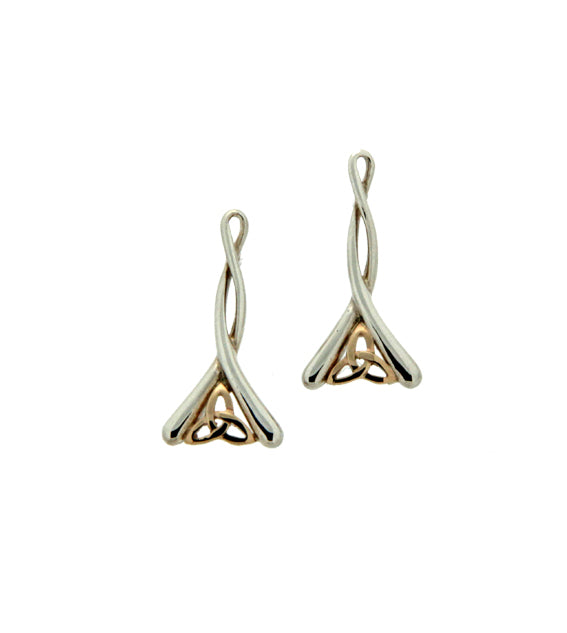S/Silver and 10K Gold Celtic Trinity Post Earrings
