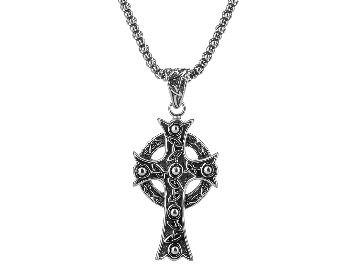 S/Silver Ornate Cross Oxidized Large Pendant