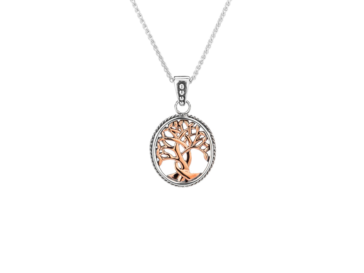 Rose Gold and Sterling Silver Celtic Tree of Life Necklace