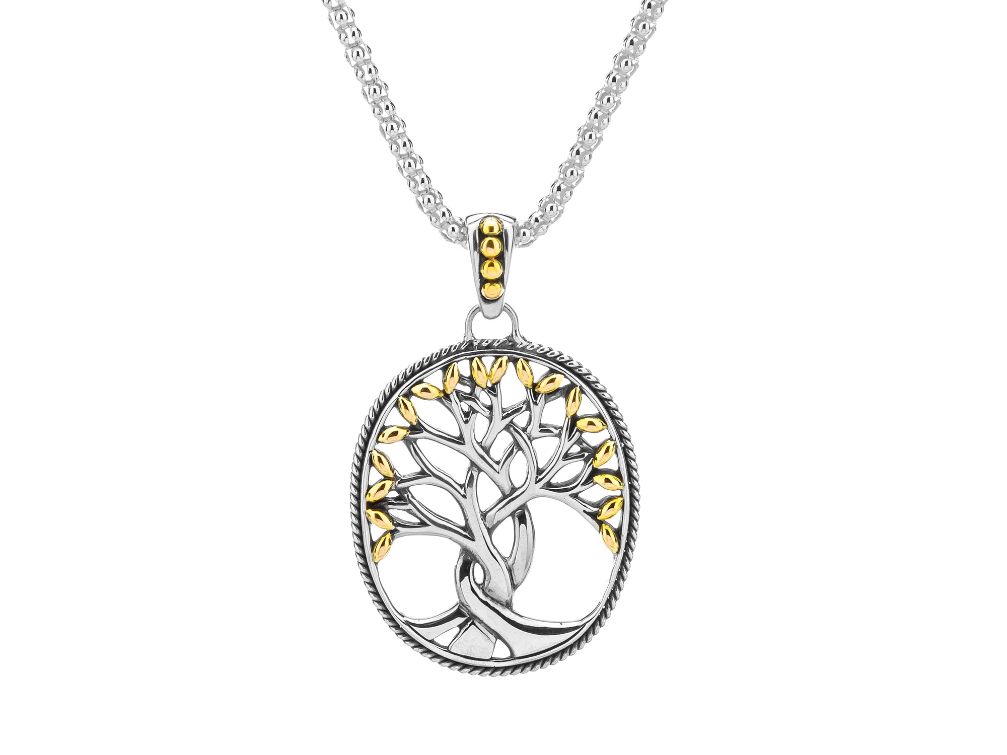 18K Gold and Sterling Silver Tree of Life Large Pendant