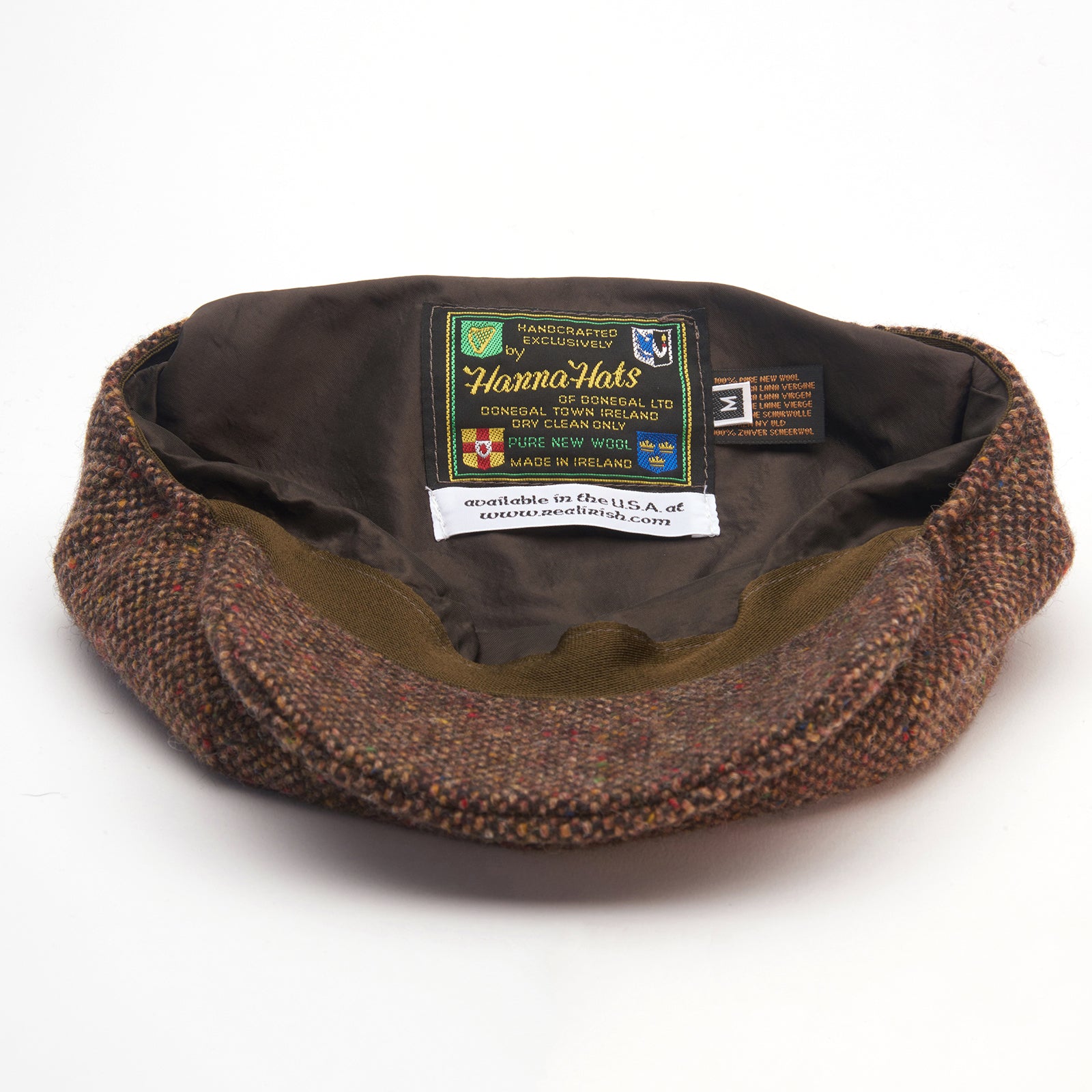 inside view of Donegal Tweed Peaky Blinders Style Cap by Hanna Hats of Donegal.
