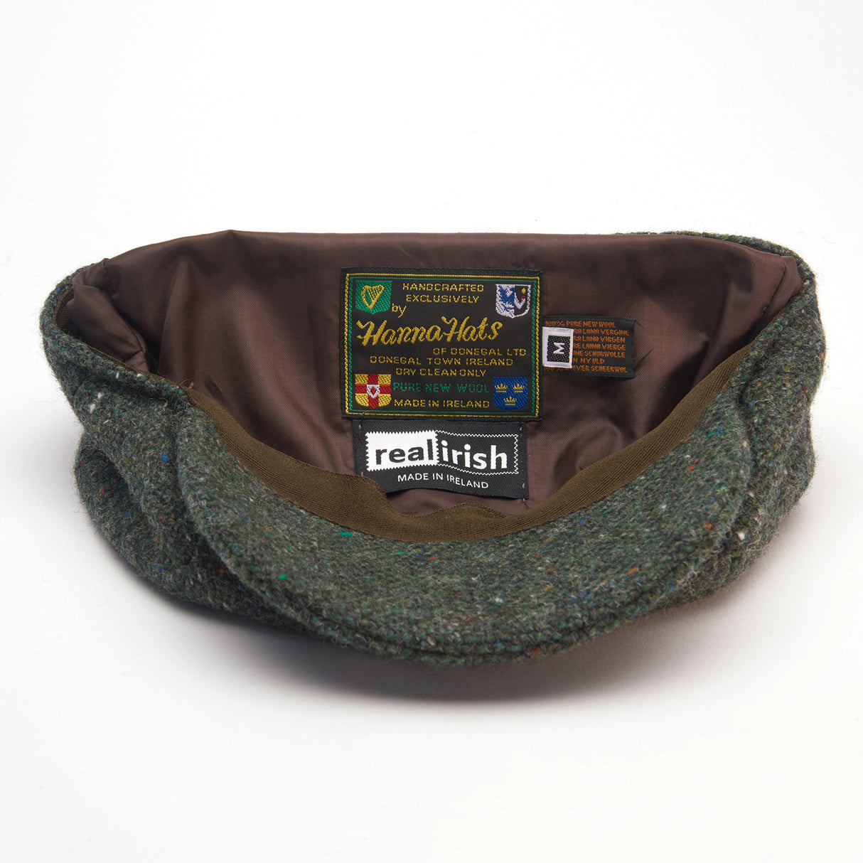 Inside View of a Hanna Hat Showing Sewn In  Labels Including a Real Irish Label
