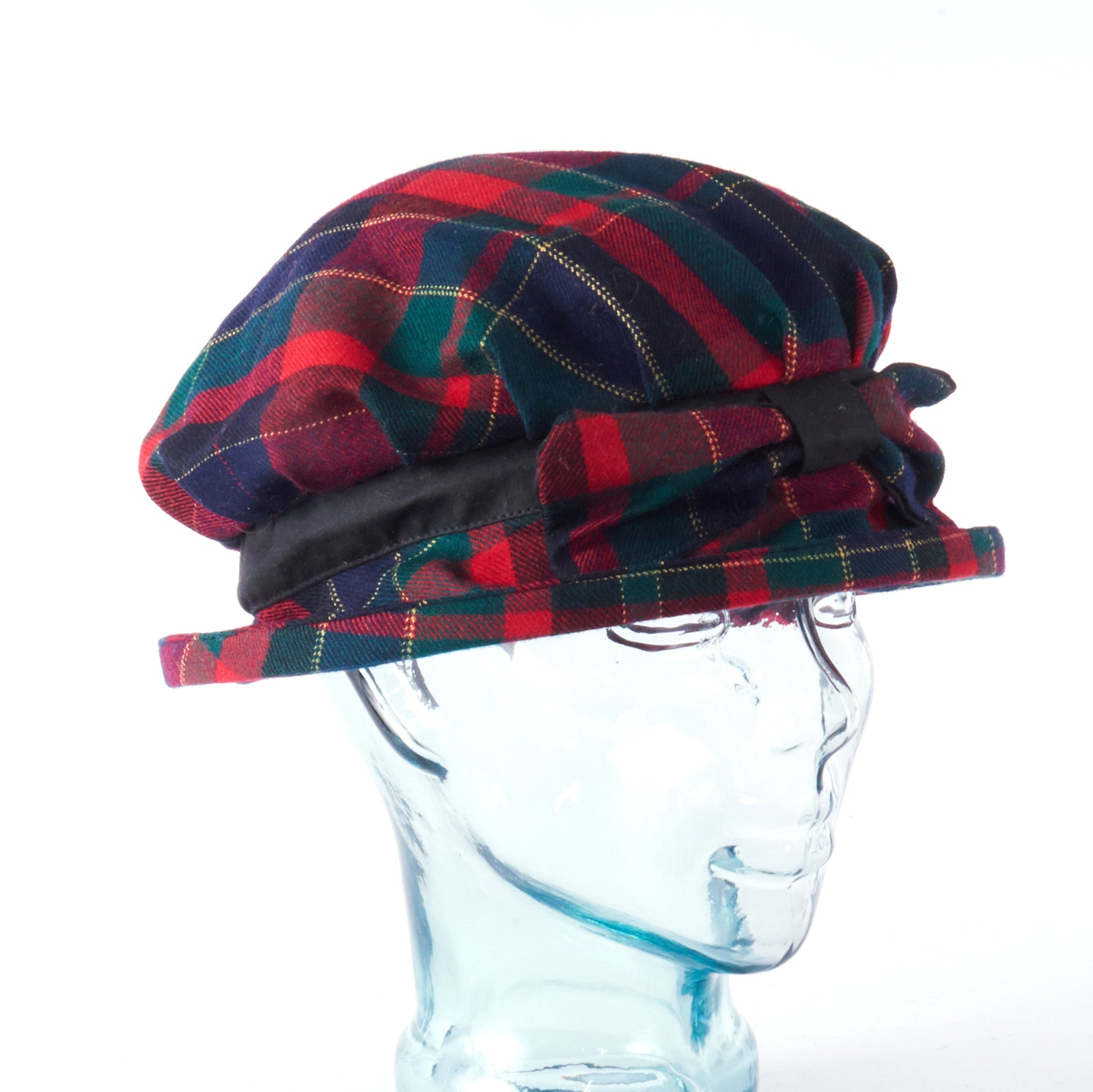 Red Plaid with Bow Downton Abbey Style Ladies Hat