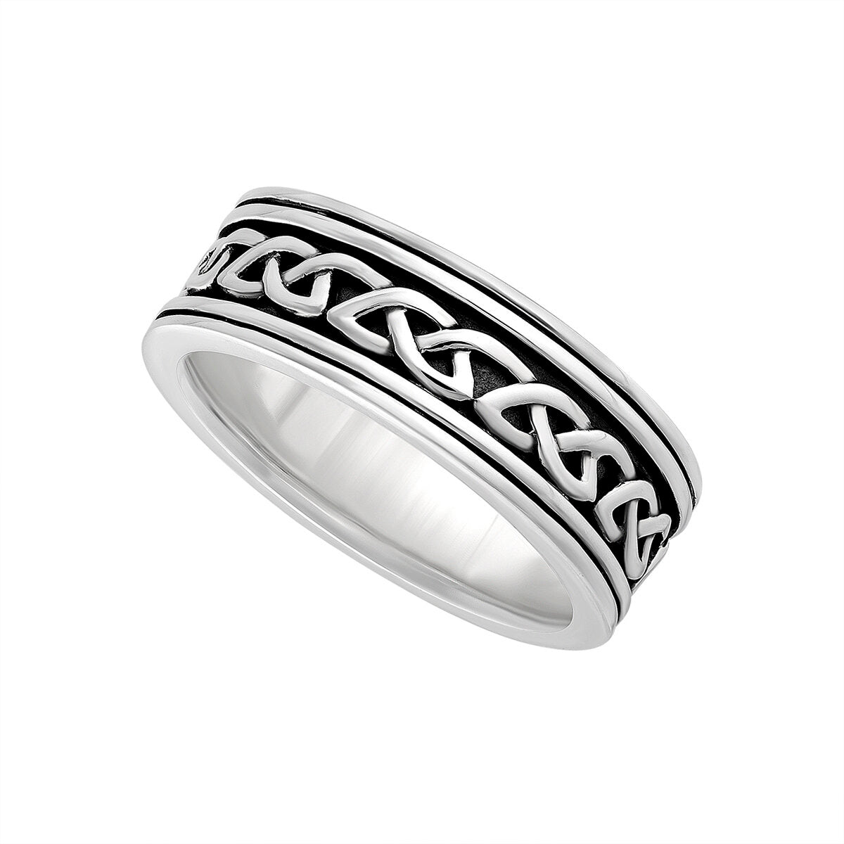 Men's Oxidized Sterling Silver Celtic Knot Band