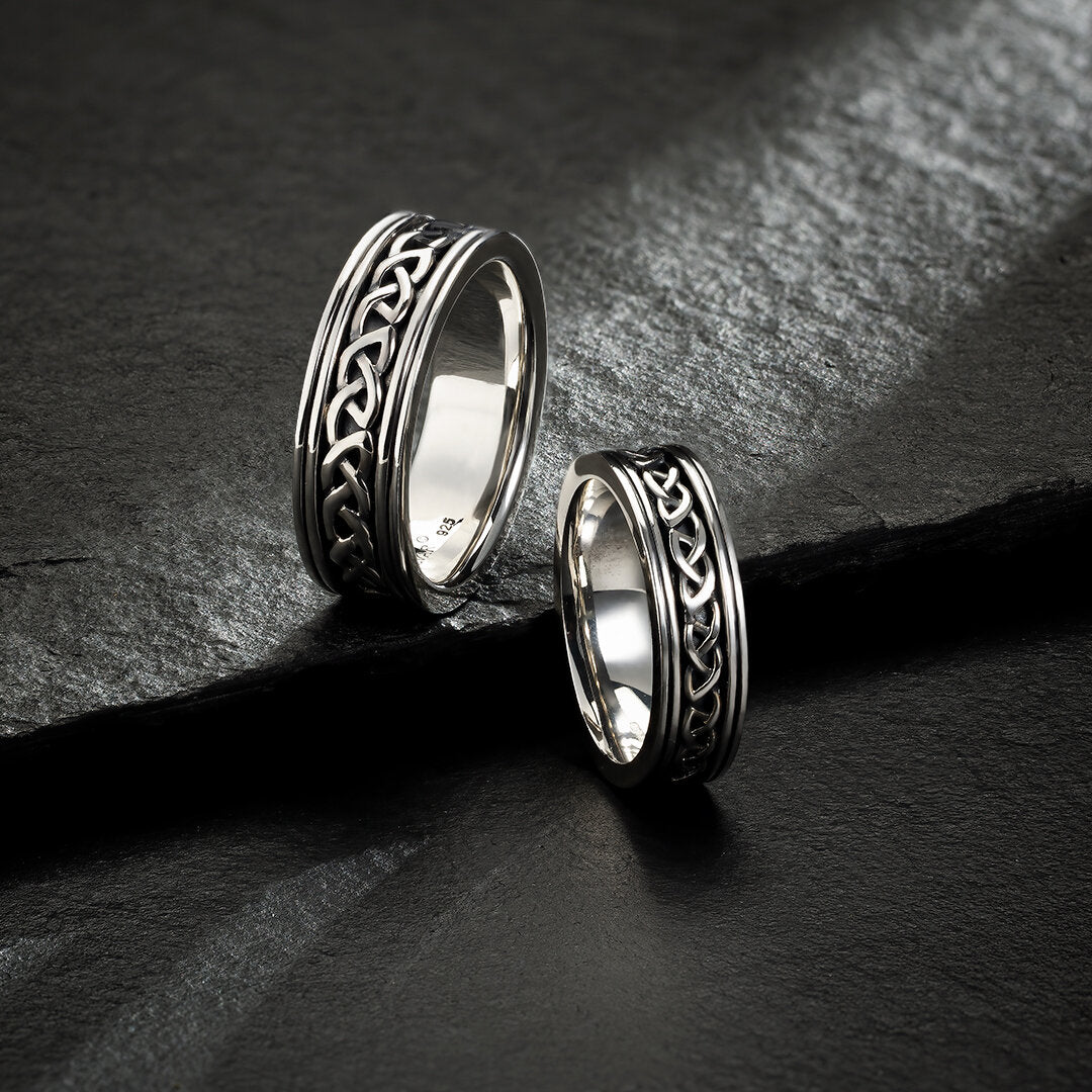 Men's Oxidized Sterling Silver Celtic Knot Band
