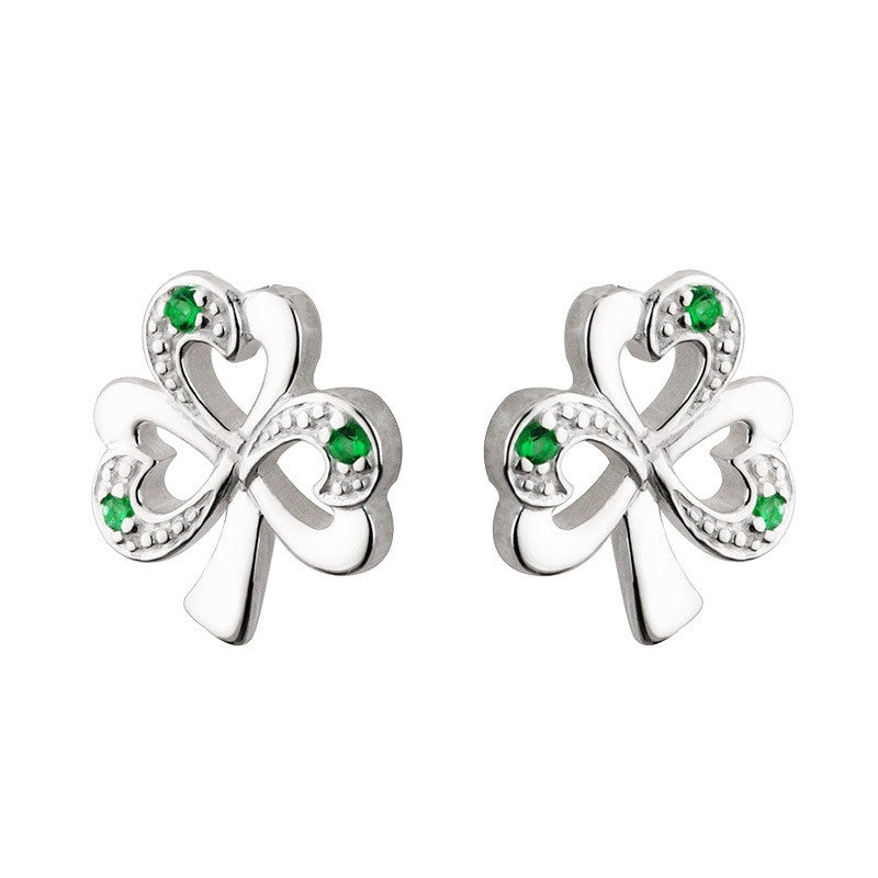 Emerald Shamrock Stud Earrings S/S - S33152