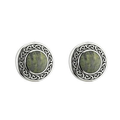 Celtic Connemara Marble Round Shield Stud Earrings