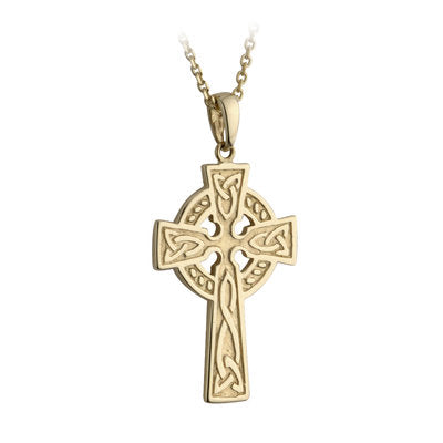 10K Gold Small Double Sided Celtic Cross Pendant