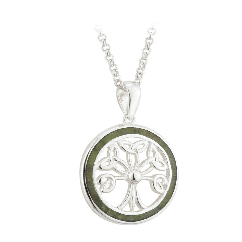 Connemara Marble Tree of Life Stering Silver Pendant