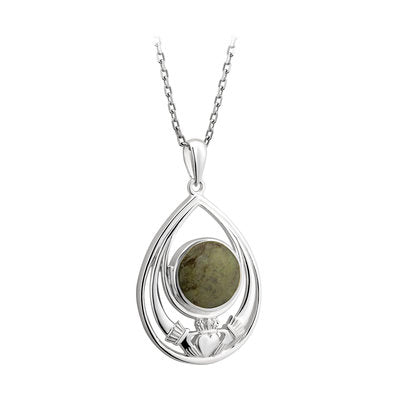 Claddagh Silver Connemara Marble Pendant