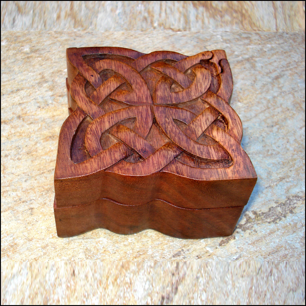 Celtic Puzzle Box Wood Carving