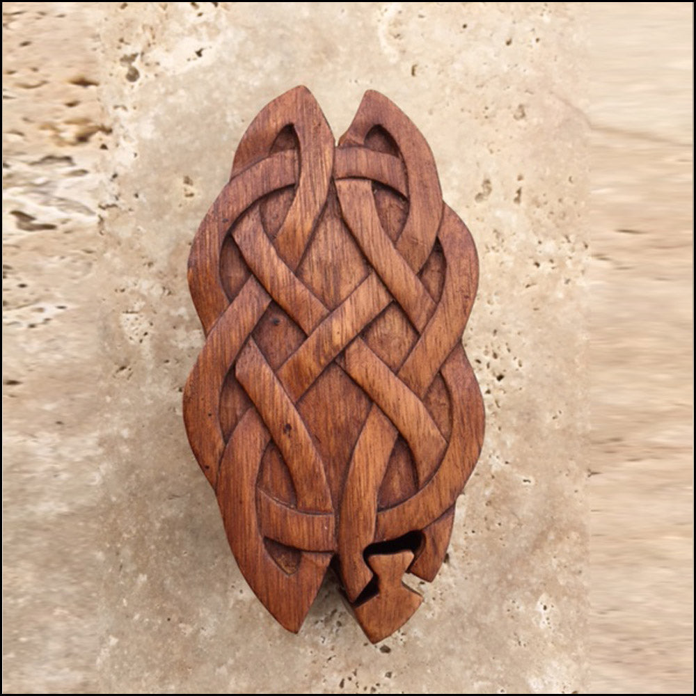 Long Knot Celtic Puzzle Box Wood Carving TB-06