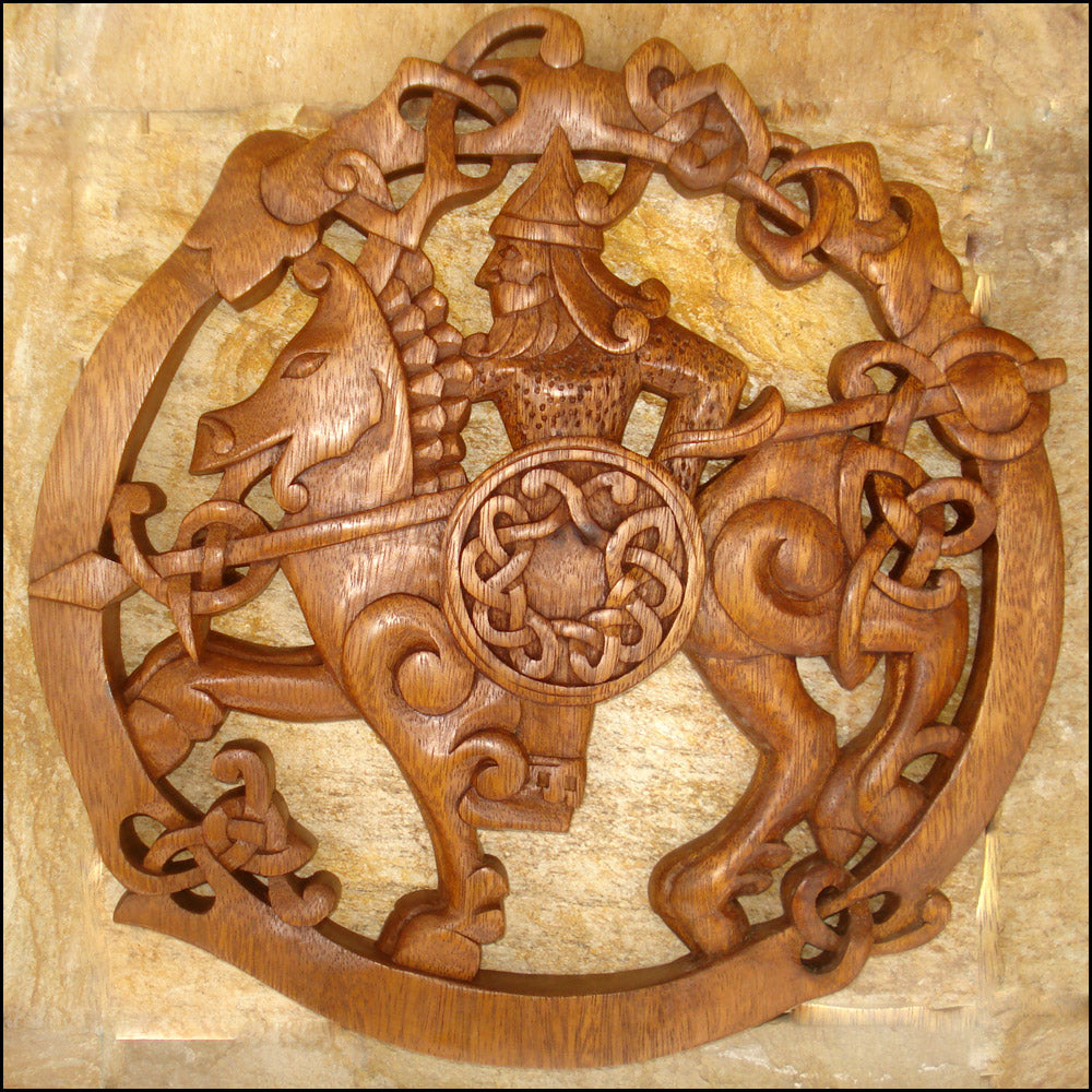 Odin On His Horse Wood Carving VM-05