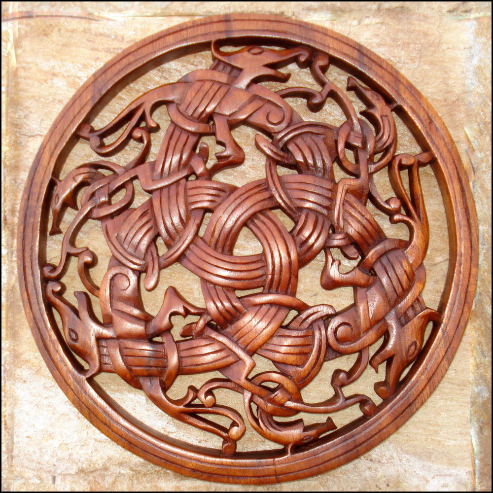 Three Dragon Knot Wood Carving VM-14