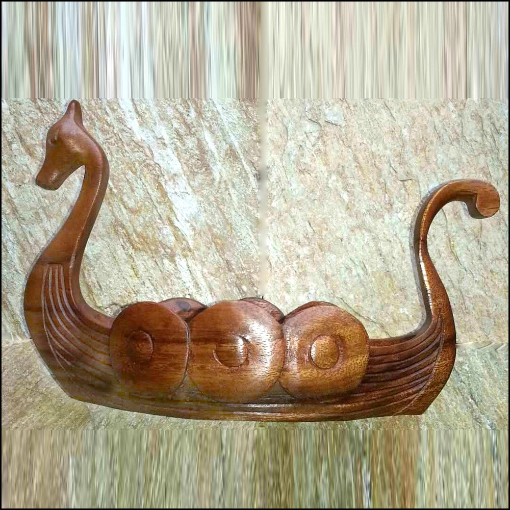 Viking Ship Bowl Wood Carving VM-24