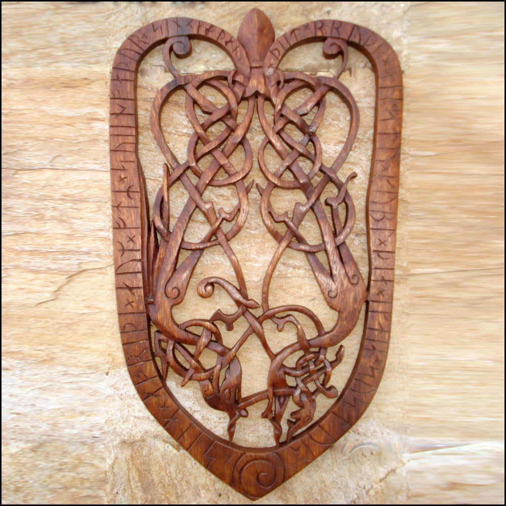 Rune Stone Plaque Wood Carving VRS-06