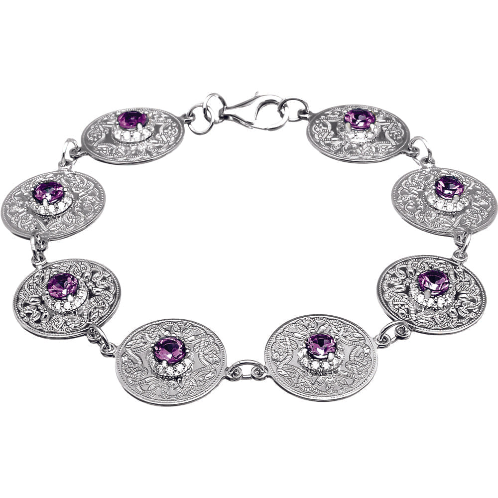 Celtic Warrior Bracelet with Amethyst and CZ Stones