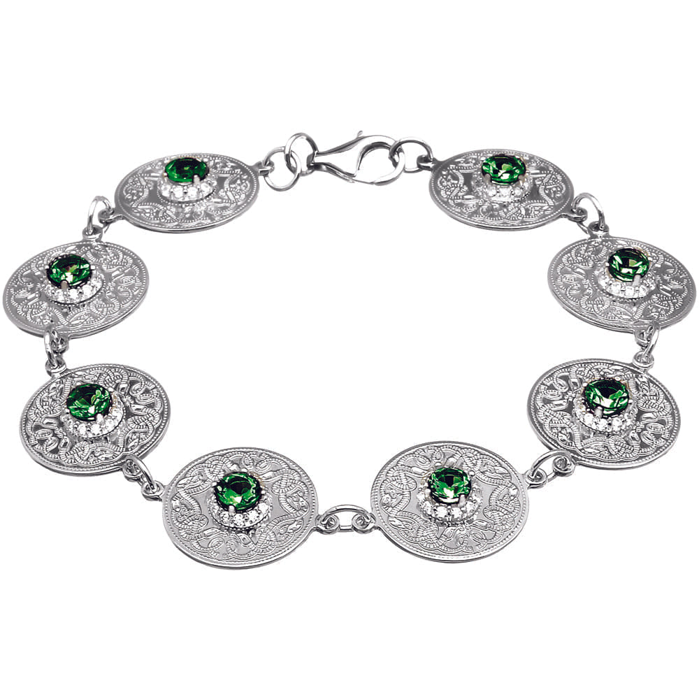 Celtic Warrior Bracelet with Emerald and CZ Stones