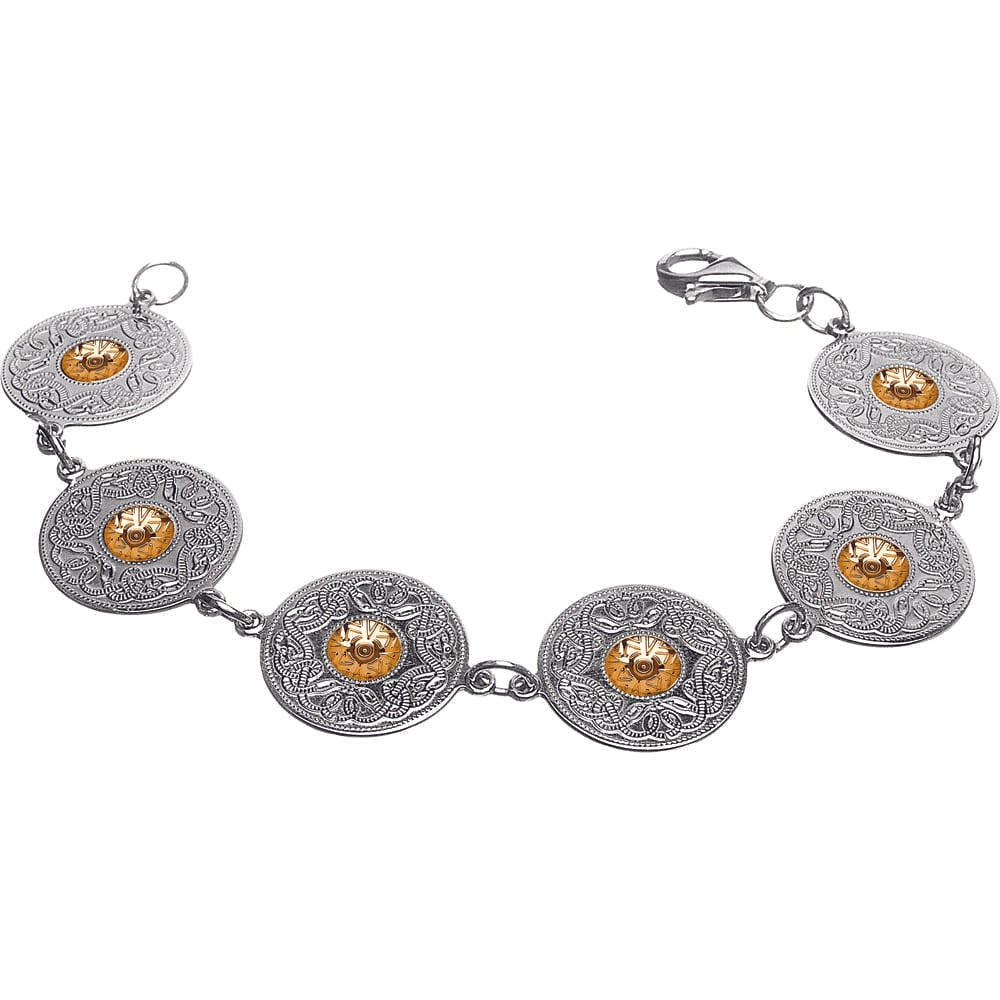 Celtic Warrior Bracelet – Medium Discs with 18K Gold Bead