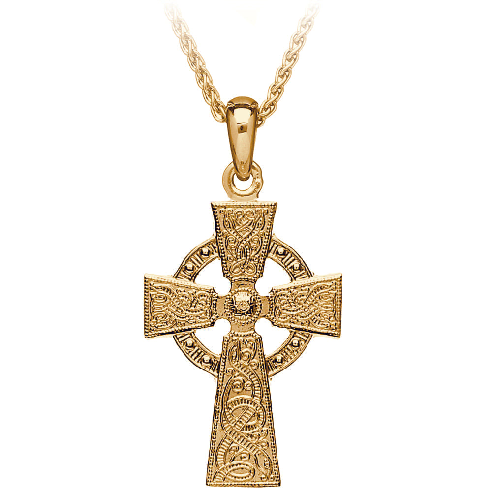 Platinum Celtic Cross Pendant With Circle of 8 Peridot Swarovski Crystals –  Celtic Thunder Store