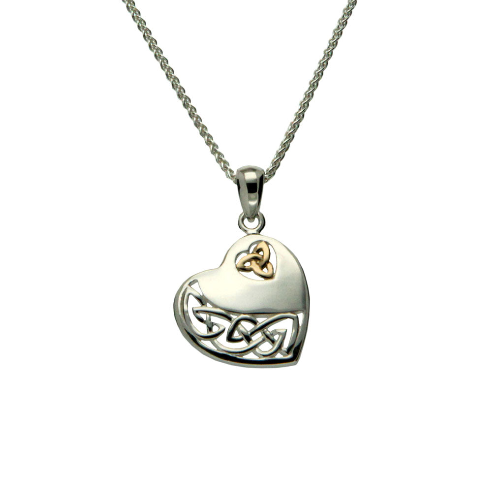 S/Silver and 10K Gold Celtic Heart Pendant