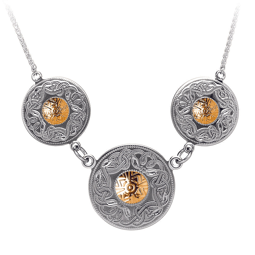 Celtic Warrior Triple Pendant with 18K Gold Bead