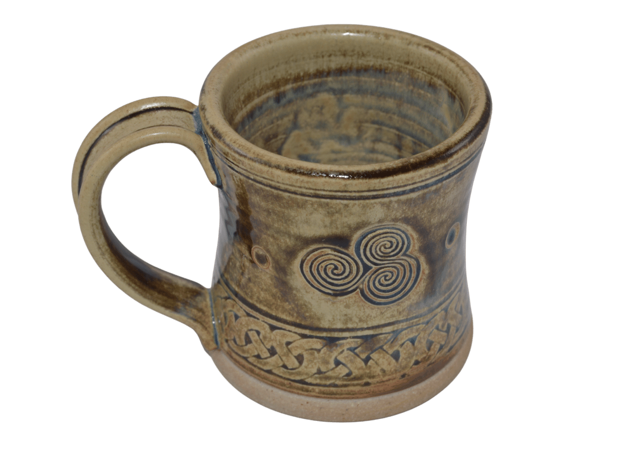 Stoneware Mug - w/ Celtic handbell design, Irish green