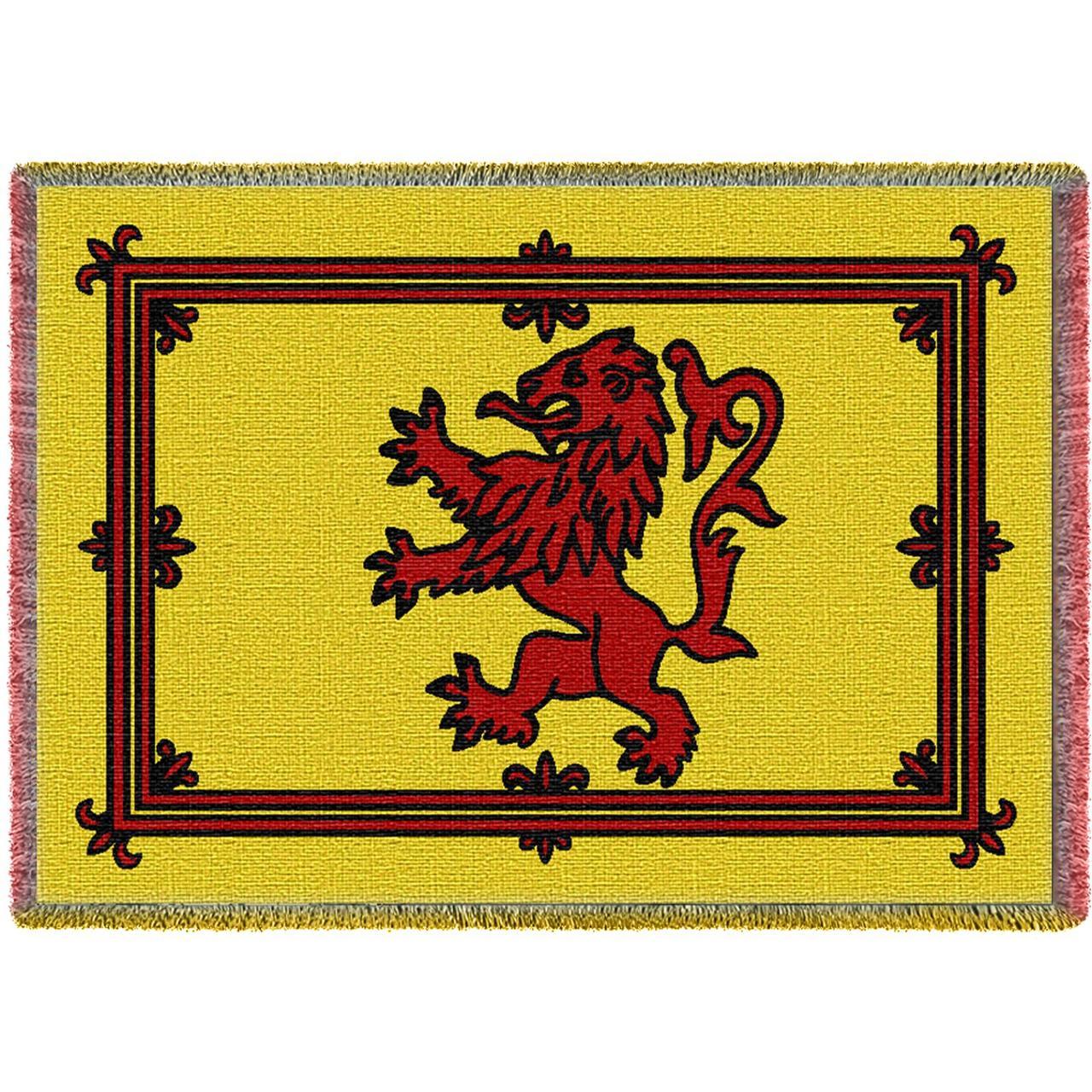 Scottish Rampant Lion Woven Throw Blanket with Fringe