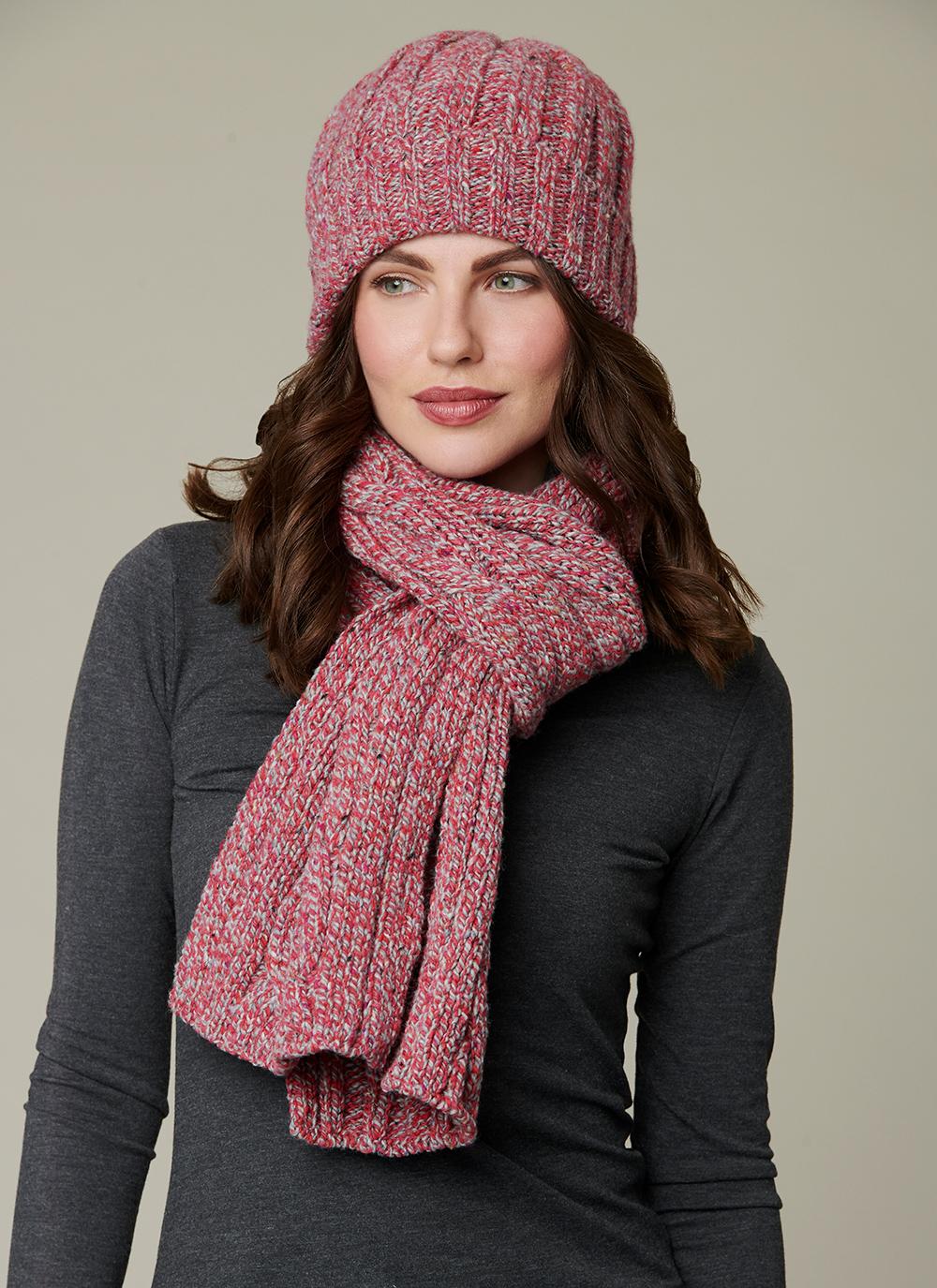 Womens Cable Knit Merino Wool Scarf and/or Beanie - Rock Candy