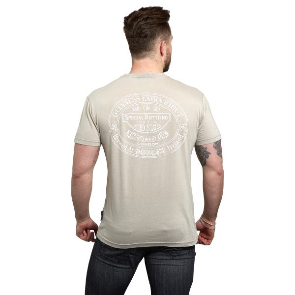 Guinness T-Shirt Uomo – Emblema Saint James Gate, Colore Ecru Nettuno, Taglia M, Vestibilità Regolare