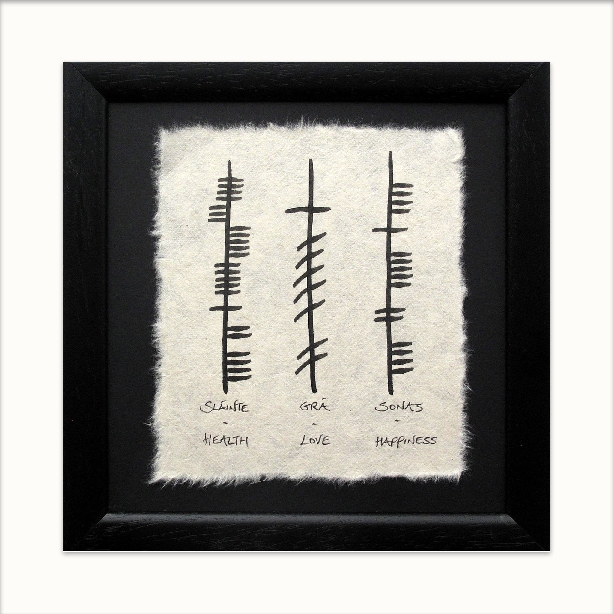 Ogham Wishes - Health/Love/Happiness - Small Frame