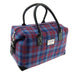 Light Blue and Red Check Scottish Harris Tweed Overnight Bag  Glen Appin