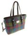 Multi Color Tartan Scottish Harris Tweed Women's Large Tote Bag with Shoulder Strap Glen Appin of Scotland