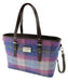 Purple and Pink Tartan Scottish Harris Tweed Women's Large Tote Bag with Shoulder Strap Glen Appin of Scotland