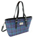 Purple Multi Check Scottish Harris Tweed Women's Large Tote Bag with Shoulder Strap Glen Appin of Scotland